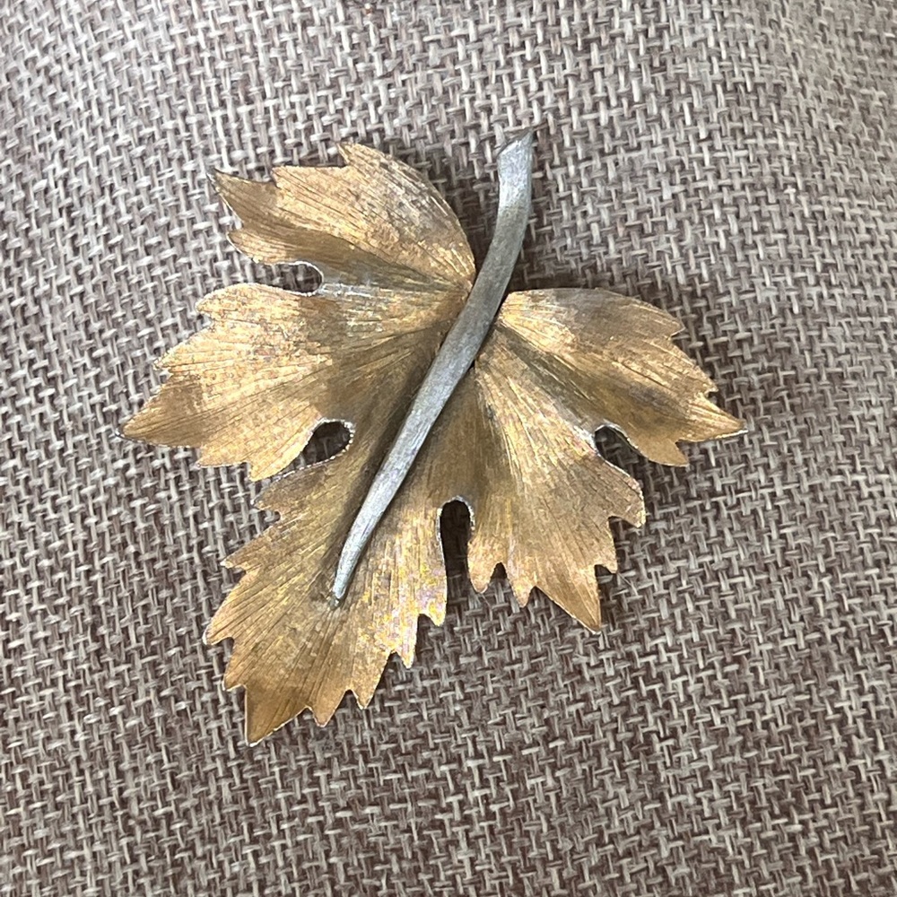 Elegant Gold and Silver Leaf Brooch